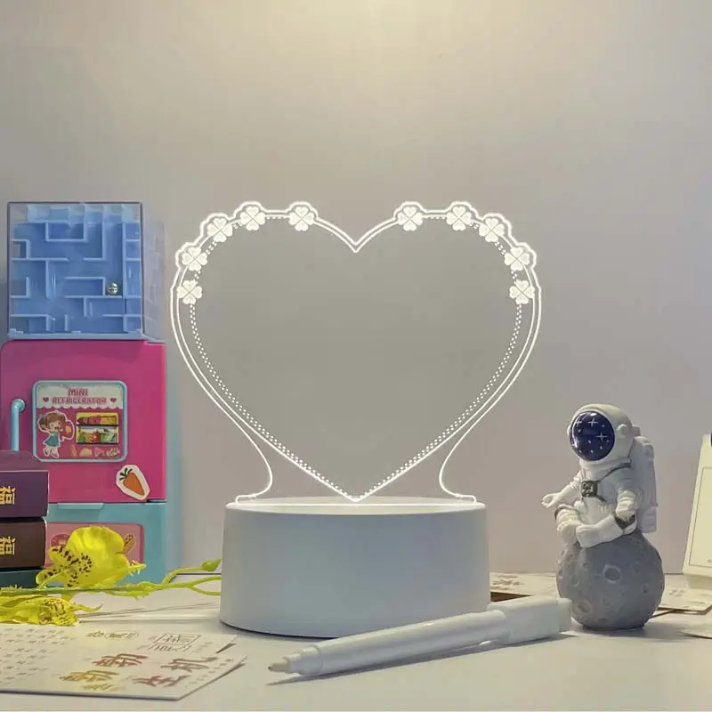 Nouveaux produits 2023 Innovant Effaçable base blanche tableau d'affichage lumineux 3d veilleuse pour cadeau d'anniversaire cadeaux quotidiens