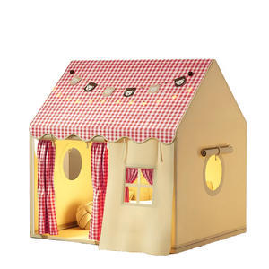 Gran tienda de campaña infantil de poliéster con cortina a cuadros <span class=keywords><strong>para</strong></span> el dormitorio de los niños pequeños, escondite, regalo de <span class=keywords><strong>cumpleaños</strong></span>, rincón de lectura, <span class=keywords><strong>para</strong></span> pasar la noche y jugar. - Product Image 1