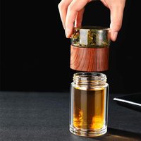 Infuseur de thé à double paroi en verre borosilicate à fond épais, traditionnel, bouteille d'eau portable pour café et voiture