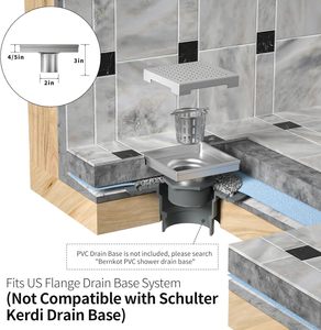 Rejilla <span class=keywords><strong>de</strong></span> drenaje cuadrada cepillada antirust y anticorrosión con cubierta reversible y atrapapelos, ecológica para uso en baños y hoteles - Product Image 5