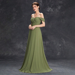 Abito <span class=keywords><strong>da</strong></span> Sposa Elegante <span class=keywords><strong>da</strong></span> <span class=keywords><strong>Donna</strong></span> di Lusso con Pieghe e Spalle Scoperte, Abito <span class=keywords><strong>da</strong></span> Sera Formale <span class=keywords><strong>da</strong></span> Damigella Chic in Chiffon Stile Impero per Feste - Product Image 5