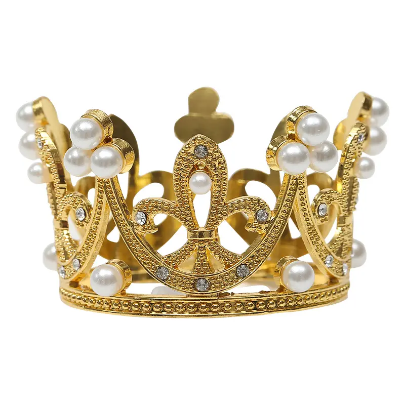 Di cristallo Della Lega di Bambini Del Bambino Corona di Perle di Strass Oro Tiara e Corone Per La Cerimonia Nuziale