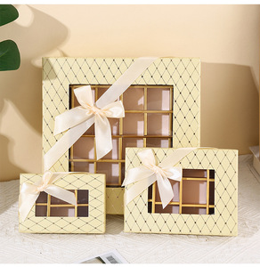 Cajas de trufa <span class=keywords><strong>gourmet</strong></span> de 9 cavidades de lujo, 6 rejillas, caja de regalo de Chocolate de lujo hecha a mano, ventana transparente Kraft de gama alta disponible para - Product Image 5