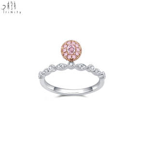 Bague en or blanc massif 18 carats avec diamant rose fantaisie, design tendance, bijoux romantiques haut de gamme, nouvelle collection, vente chaude - Product Image 4