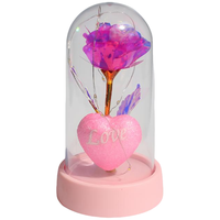 Ornamen Bunga Mawar Emas Akrilik Plastik Mini Modern Bercahaya, Hadiah Kreatif untuk Hari Valentine, Hari Guru, Hari Tanabata