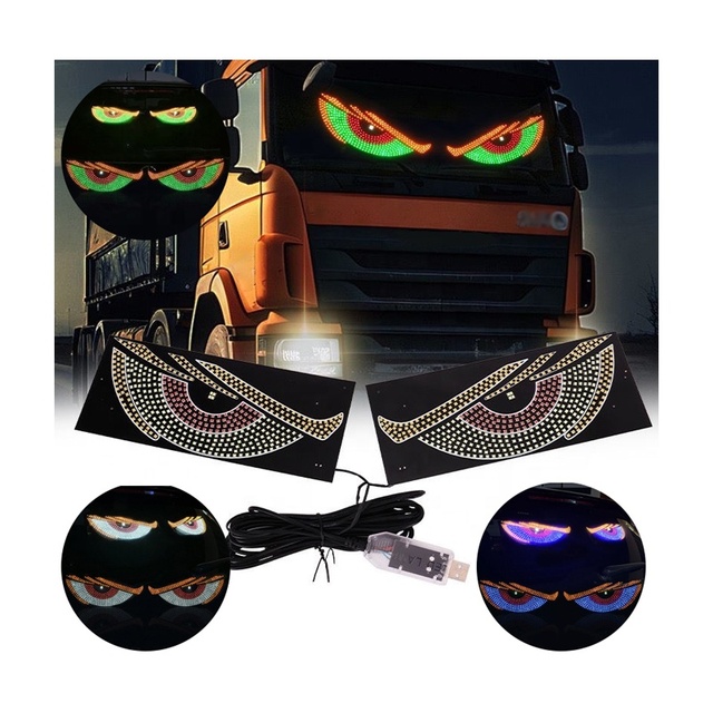 Truck Car Devil's Eye LED Light Sticker Cool Front Rear Windshield Decoration Dynamic Demon Eye LED Light Car Sticker for Cars