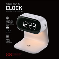 Chargeur sans fil multifonctionnel 15W, réveil numérique avec veilleuse, lampe de chevet à intensité réglable tactile sur 3 niveaux