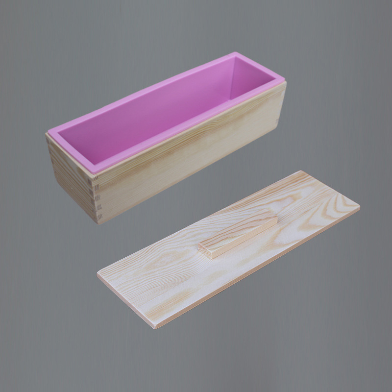 Coffret en bois + moule intérieur rose + couvercle