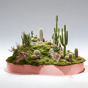 Décoration Florale Artificielle Personnalisée : Installation Paysagère de Mousse et <span class=keywords><strong>Cactus</strong></span> pour Mariages, Hôtels et Affichages Commerciaux - Product Image 5