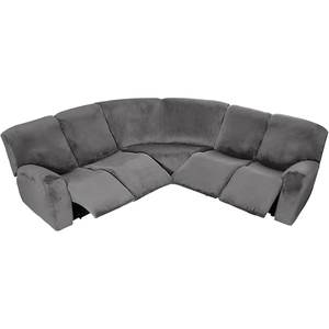 7-Piece L Shape Sectional Recliner <b>Sofa</b> <b>Covers</b> Velvet <b>Stretch</b> Modern Customizable Color Comfortable Reclining Polyester Spandex - Product Image 1