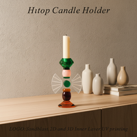 HITOP Porte-bougie en cristal fait main durable, transparent, rose, marron, noir, style moderne, décoration de table pour Noël, Pâques, maison
