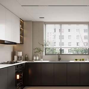 Cuisine moderne haut de gamme, style luxueux, comptoir modulaire personnalisé en stratifié, caisson en contreplaqué, robinet en verre, armoire murale - Product Image 1