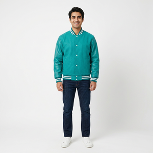 Veste universitaire d'hiver, solide, coupe-vent, mode, OEM, fermeture éclair, légère, homme, couleur personnalisée, veste universitaire en duvet - Product Image 1