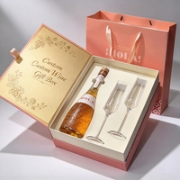 Coffret cadeau en carton pour verres à champagne avec insert et sac de transport pour ensemble de gobelets à vin rouge, emballage pour mariage et fêtes