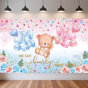 Toile de fond photographique pour révélation du sexe de bébé, thème crème glacée, avec bannière « Quel est le THÈME ? Garçon ou Fille ? », pour fête ou baby shower, fond personnalisable - Product Image 5