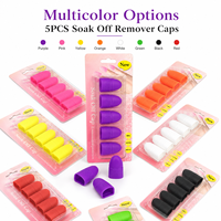 Capsules de retrait de vernis à ongles en gel de silicone souple, réutilisables et portables, 5 pièces, avec logo personnalisé, outils de manucure et de beauté