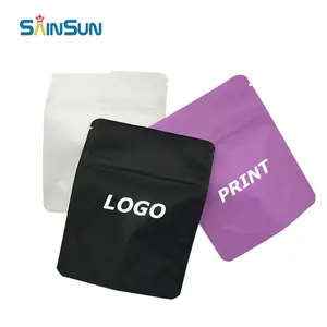 Aluminum Foil Stand Up Pouch Zipper Resealable 3.5G Zip Lock Plastic Packaging Black Mylar Bag Wholesale