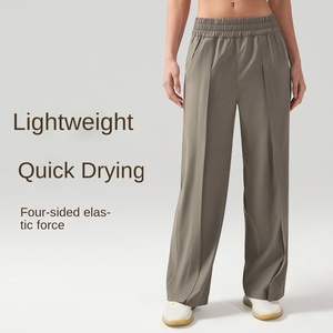 Frauen Front Plissee High Waist Fitness Hose Lose Schnellt rocknende Atmungsaktive Gerade Bein Größe 28 Sport Unterhaltung - Product Image 1