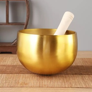 Gele Koperen Meditatie Klankschalen Voor Religieuze Spirituele Teelt Boeddhistische Tempelbenodigdheden Voor Gemoedsrust Gebruikte Tempels - Product Image 1