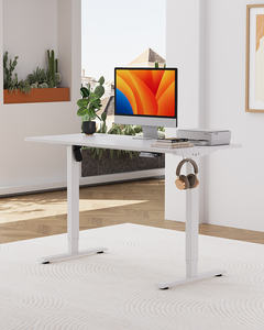 Houten computerbureau, in hoogte verstelbaar sta-bureau, kantoor met rechthoekige bureaublad van volledig hout, elektrisch verstelbare tafel - Product Image 2