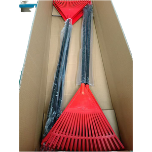 Râteau de jardin en plastique <span class=keywords><strong>20</strong></span> <span class=keywords><strong>dents</strong></span>, manche en acier rouge, marque HMJ, logo personnalisé, bonne qualité, râteau à feuilles pour pelouse et jardin - Product Image 1