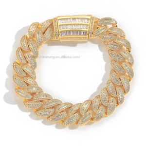 Hip Hop Bracelet 15mm Mixed Set T Square Zircon <b>Cuban</b> <b>Chain</b> Men's Bracelet Tanjing Fashion Lijing Necklace - Product Image 5