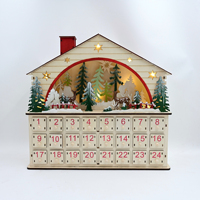 Calendario de Adviento de Navidad de Madera Iluminado, Caja con Forma de Casa para Contar Regresos a 24 Días, con Cajones Recargables, Regalo Navideño para Niños, Decoración