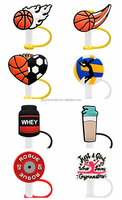 Accessoires de bar : Capuchons de paille personnalisés en PVC et silicone, motifs Basketball, Football, Gym, Sneakers, Stanley Tumblers