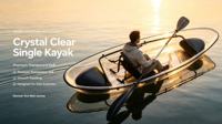Kayak transparent en cristal clair pour une personne, matériau PC, gonflable, canoë transparent gratuit pour la mer, le lac, les sports nautiques