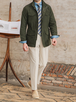 Veste Homme de Chasse Étanche Style Britannique M65 Rétro, Col Montant Léger pour l'Été, Coupe Ajustée et Demi-Doublée