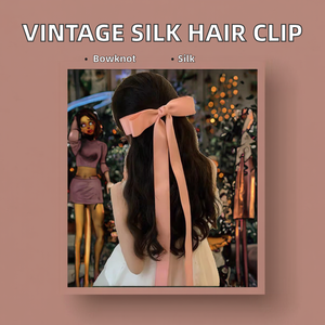 กิ๊บติดผมผ้าซาตินไหมทำมือสไตล์วินเทจ ขนาด 70 ซม. โบว์หางยาวสำหรับผู้หญิงและเด็กผู้หญิง สไตล์หวาน วัสดุโลหะและผ้า - Product Image 2