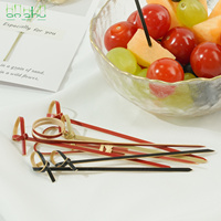 Ecologische bamboe knoopspiesjes, wegwerp bamboestokjes voor BBQ, satay & fruit.