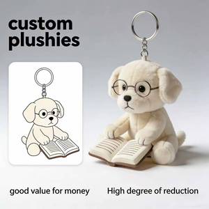 Porte-clés en peluche personnalisés, jouet en peluche doux avec lunettes et <span class=keywords><strong>livre</strong></span> de lecture, mini porte-clés en peluche sûr - Product Image 1