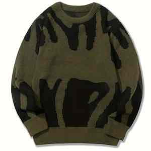 Suéter de punto personalizado para hombre, cuello redondo, manga larga, algodón, punto a juego, letra Jacquard, suéter - Product Image 2