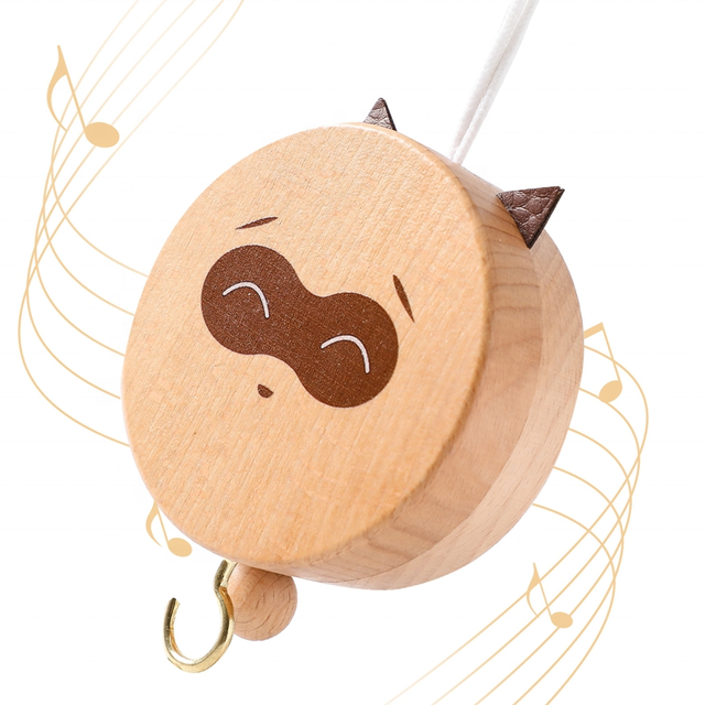 Wooden Music Box Baby Crib Mobile Musical Bed Bell Hanging Toy for Newborns Kids Bedding