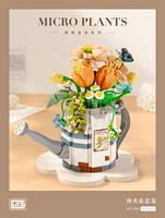 Blocs de construction éducatifs LOZ, arrosoir et pot de fleurs de jardin, modèle de construction en briques miniatures DIY