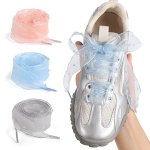 Hersteller Großhandel Freizeit schuhe Leinwand Schnürsenkel 2,5 cm Velvet Dot Chiffon Flat Organza Ins für Schnürsenkel - Product Image 2