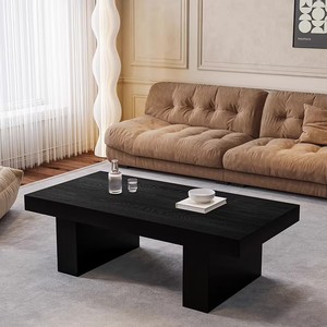 Mesa de Centro de Madera Maciza Negra Estilo Wabi-Sabi, Mueble de Sala de Estar Multifuncional de Diseño Japonés para Balcón y Ventana - Product Image 3