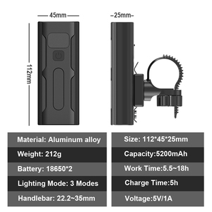 Ensemble de lumières de vélo puissantes, rechargeables par USB, 10000mAh, phares avant de vélo, étanches IPX5, lampe avant pour le cyclisme - Product Image 4