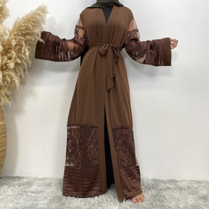 1546# Latest Designs New Model Dubai Wholesale Clothing Floral Lace Turkish Kimono Abaya - Product Image 4