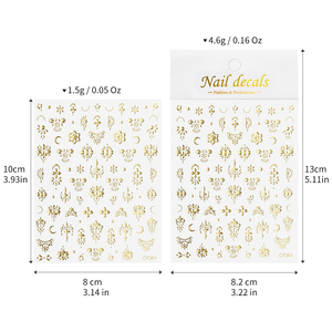 Champagne or étoile/lune/ange/ongles autocollants 3D auto-adhésif Nail Art décorations autocollants coeur étoile manucure décalcomanie - Product Image 6