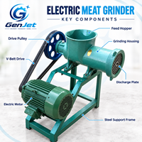 Broyeur à viande électrique GenJet modèle 62, haute capacité, 1300 à 1500 kg par heure, entrée de 21 cm pour les boucheries et les restaurants