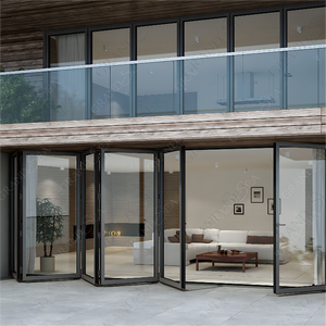 Puerta Plegable de Patio de Aluminio con Rotura de Puente Térmico Contemporánea de 60x80, Puerta de <span class=keywords><strong>Cristal</strong></span> con Doble Acristalamiento Eficiente Energéticamente para Casa - Product Image 5