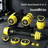 Ensemble multifonctionnel d'haltères, kettlebells et barres lestées réglables en fer – Combo d'équipement de fitness à domicile