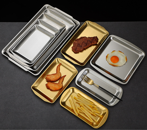 Bandejas cuadradas multifuncionales de acero inoxidable 304, plato de pescado duradero moderno para postres, ensalada de frutas, cena - Product Image 1