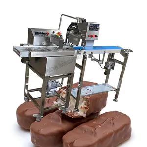 Küçük yüksek verim çikolatalı kek Enrober çikolata daldırma cam kaplama makinesi