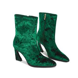 Stivaletti da Donna Sexy in Velluto <span class=keywords><strong>Smeraldo</strong></span> con Punta Affusolata, Tacco Scultoreo 8.5CM, Dettaglio Metallico, Cerniera Laterale, Taglie Forti, Personalizzabili per Feste - Product Image 5