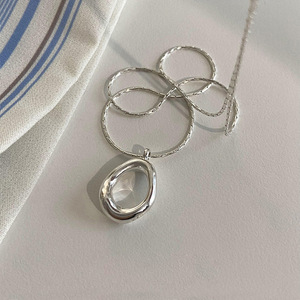 S925 Sterling Silver Geometric <b>Necklace</b> Irregular <b>Ring</b> Pendant 405cm Chain Gift Jewelry - Product Image 3