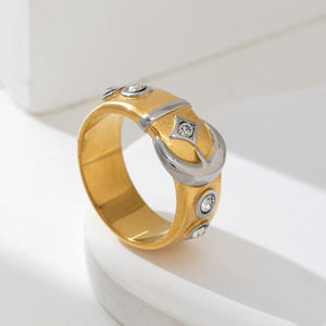 Anillos de boda de moda al por mayor para mujer <span class=keywords><strong>con</strong></span> patrón de estrella y luna, laminados en oro y plata, <span class=keywords><strong>con</strong></span> circonia cúbica, joyería. - Product Image 4