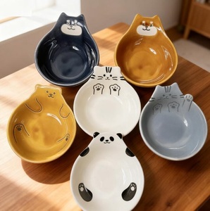 Plat à condiments de 3,5 pouces en céramique et grès, motif animal, style rétro, petit plat créatif pour collations et sauces, vaisselle de cuisine et de table - Product Image 4